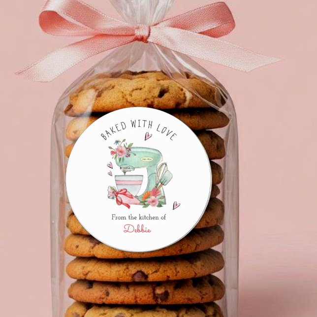 Adesivo Redondo Cozedura de Mistura de Bolo de Amor (Criador carregado)