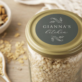 Adesivo Redondo Cozinha Botânica Verde Elegante e Negócios