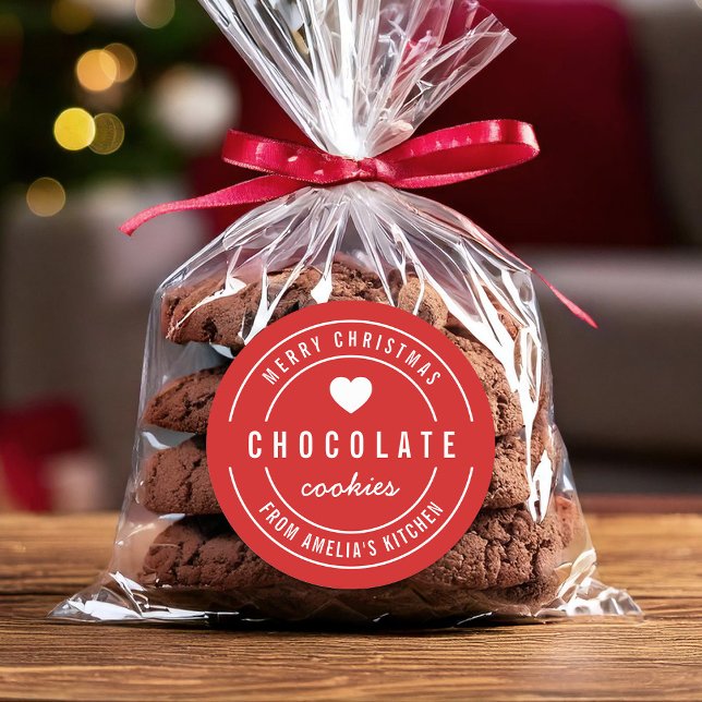 Adesivo Redondo Cozinha caseira de cor personalizada Feliz Natal (Criador carregado)