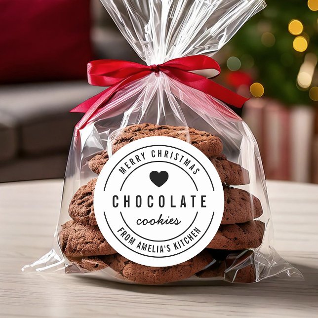 Adesivo Redondo Cozinha Caseira do Coração Branco Negro Feliz Nata (Criador carregado)