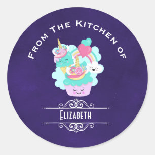 Adesivo Redondo Cozinha Cupcake e Sorvete feliz