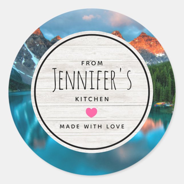Adesivo Redondo Cozinha de Fotografia Cênica de Montanha e Lago (Frente)