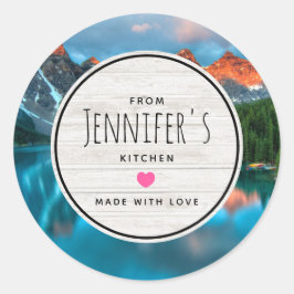 Adesivo Redondo Cozinha de Fotografia Cênica de Montanha e Lago