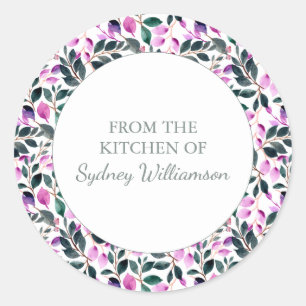 Adesivo Redondo Cozinha De Padrão Floral De Aquarela Elegante