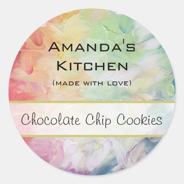 Adesivo Redondo Cozinha de pintura de Abstrato com textura espessa (Frente)