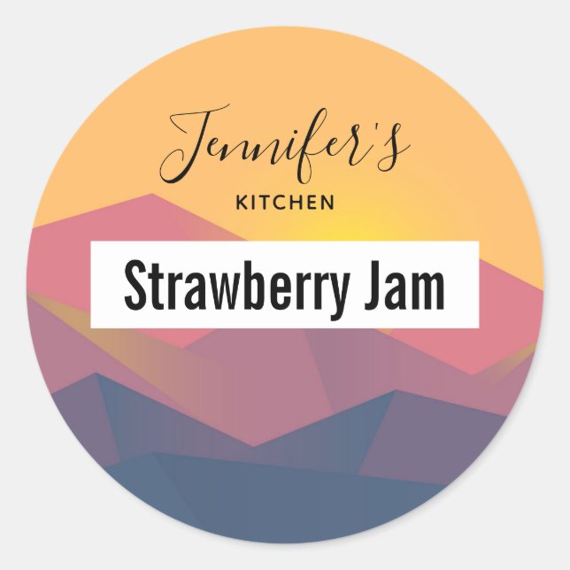 Adesivo Redondo Cozinha Geométrica Minimalista de Montanhas Russas (Frente)