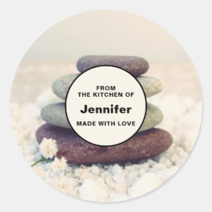Adesivo Redondo Cozinha Meditativa de Pedras Empilhadas