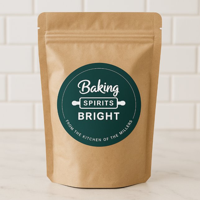 Adesivo Redondo Cozinha Verde Brilhante De Espíritos De Natal (Criador carregado)