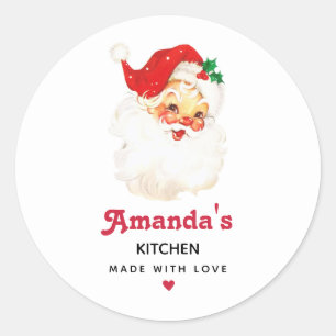 Adesivo Redondo Cozinha Vintage Retro Jolly Old Santa Claus Xmas