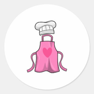 Adesivo Redondo Cozinhar avental e Cozinhar com coração