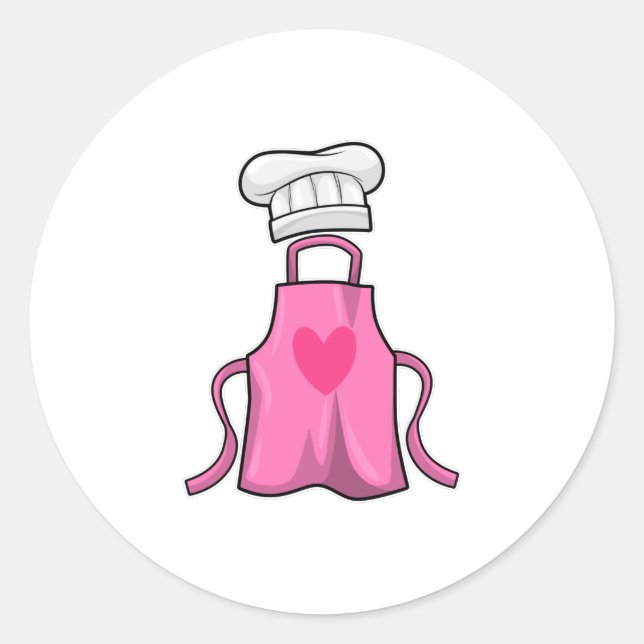 Adesivo Redondo Cozinhar avental e Cozinhar com coração (Frente)