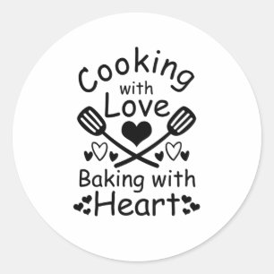 Adesivo Redondo Cozinhar Com Amor Baking Com Coração