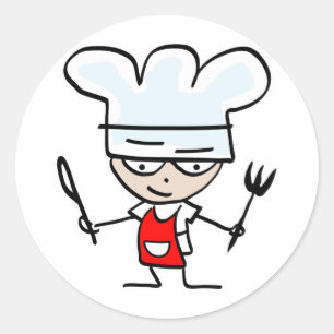 Adesivo Redondo Cozinhar com desenhos engraçados - design humorí