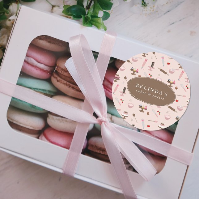 Adesivo Redondo Cozinhar de panificação de Utensílios para panific (Baking & Cooking Utensils Bakery Cooking Classic Round Sticker)