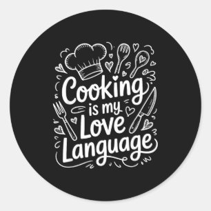 Adesivo Redondo Cozinhar é Minha Linguagem do Amor, Chef Culinário