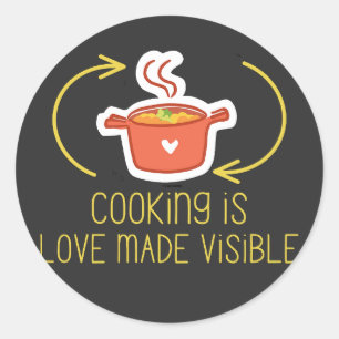 Adesivo Redondo Cozinhar é o amor visível