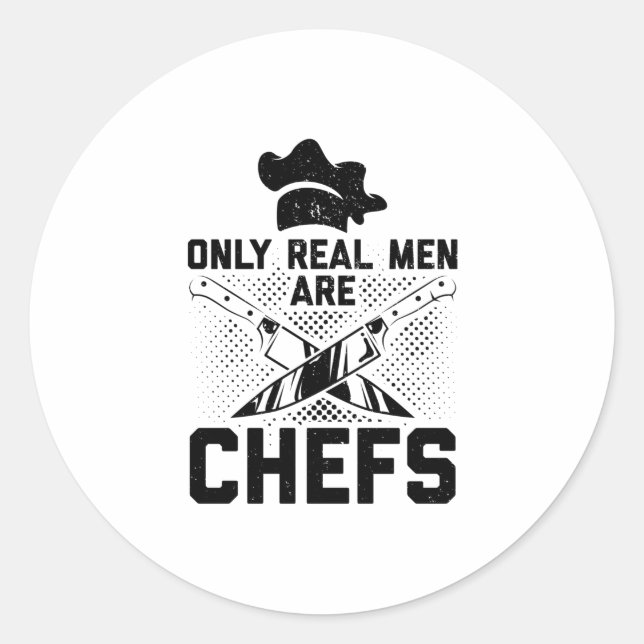 Adesivo Redondo Cozinhar Real Men | Cook Hobby Chef Comida Ideias (Frente)
