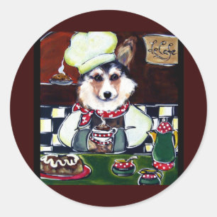 Adesivo Redondo Cozinheiro Corgi