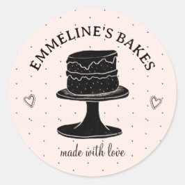 Adesivo Redondo Cozinho De Criador Doméstico, Bolo Ilustrado Feito