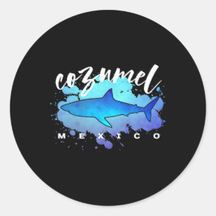Adesivo Redondo Cozumel México Tubarão Scu Diver Férias de Primave