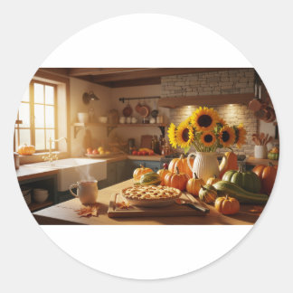 Adesivo Redondo Cozy Autumn Kitchen