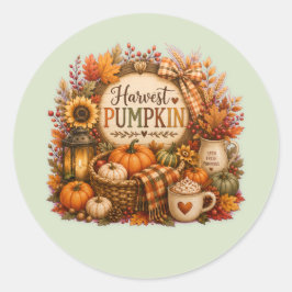 Adesivo Redondo Cozy Harvest Pumpkin / Cosecha Acogedora