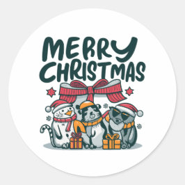 Adesivo Redondo Cozy Trio Critters Natal Cheer & Gifts