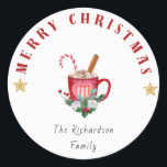 Adesivo Redondo Cozy Winter Coffee Mug Merry Christmas Sticker<br><div class="desc">Adicione um pouco de calor à sua época de férias com este encantador adesivo de Natal Feliz com uma caneca de café de inverno aconchegante. Perfeito para decorar presentes, cartões de saudação ou qualquer projeto festivo. Este bonitinho e alegre adesivo trará o espírito do Natal para qualquer superfície que ele...</div>