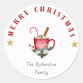 Adesivo Redondo Cozy Winter Coffee Mug Merry Christmas Sticker