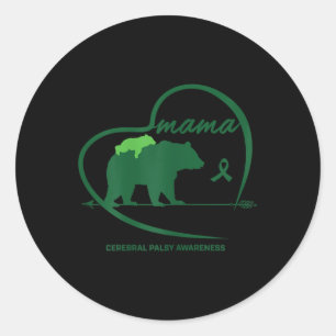 Adesivo Redondo Cp Mãe Mamãe Ursa Verde Fita Cerebral Salgado