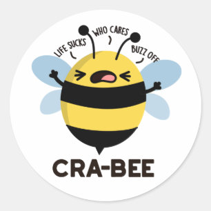 Adesivo Redondo Cra-Bee Funny Crabby Bee Pun