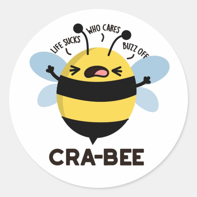 Adesivo Redondo Cra-Bee Funny Crabby Bee Pun (Frente)