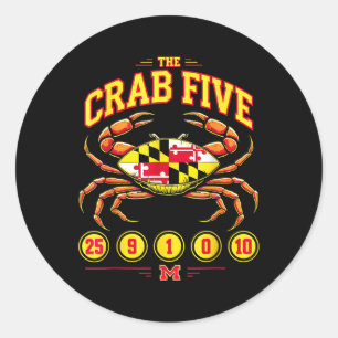 Adesivo Redondo Crab Cinco Caranguejo Flag Maryland