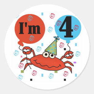 Adesivo Redondo Crab o 4ns camiseta e presentes do aniversário