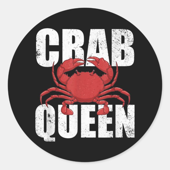 Adesivo Redondo Crab Queen Seafood Crab Meat Lover Crab Fishing (Frente)