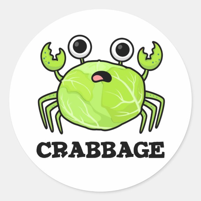 Adesivo Redondo Crabbage Funny Cabbage Crab Pun (Frente)