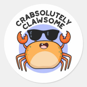 Adesivo Redondo Crabsolutamente Clawsome Funny Crab Pun