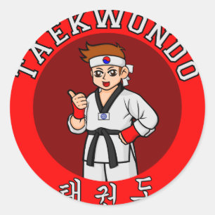 Adesivo Redondo crachá 1 da cara de taekwondo