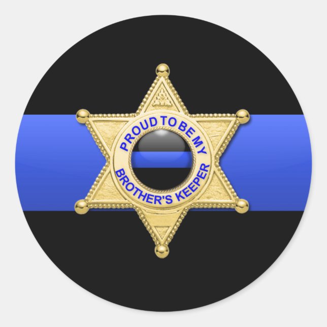 Adesivo Redondo Crachá-adjunto da Linha Azul-fina (Frente)