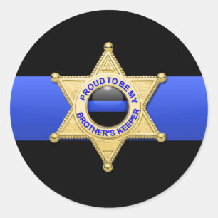 Adesivo Redondo Crachá-adjunto da Linha Azul-fina