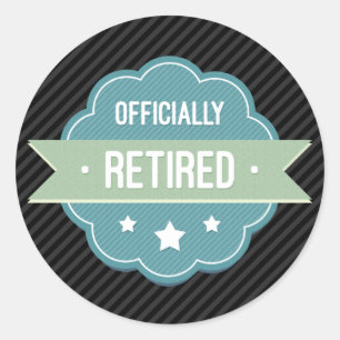 Adesivo Redondo Crachá azul aposentado oficialmente