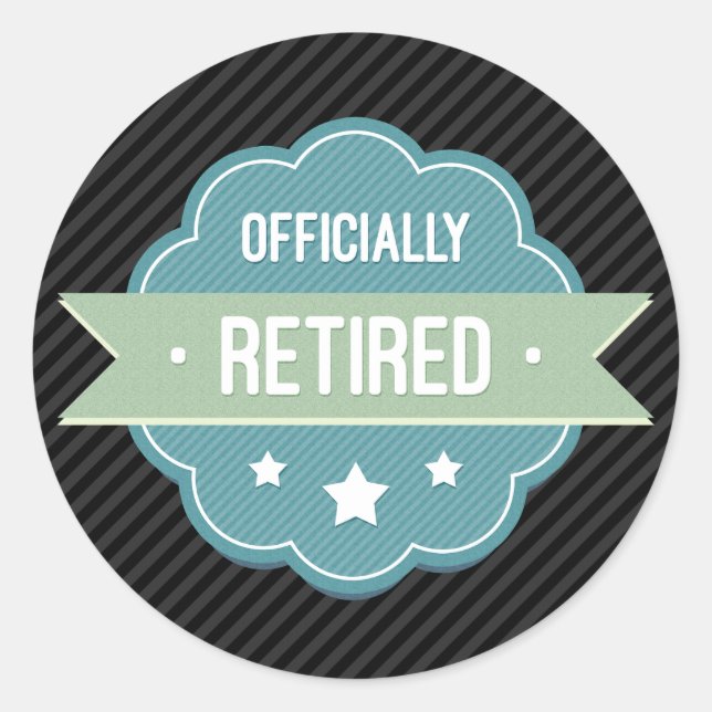 Adesivo Redondo Crachá Azul Oficialmente Aposentado (Frente)