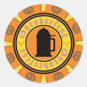 Adesivo Redondo Crachá da caneca para cerveja de Oktoberfest