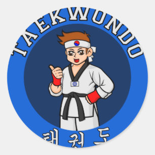 Adesivo Redondo crachá da cara de taekwondo