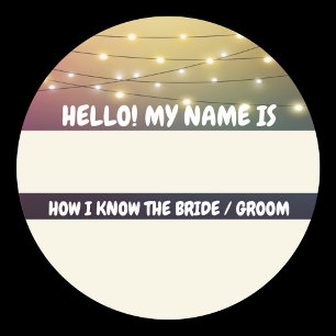 Adesivo Redondo Crachá de Casamento Como Conheço a Noiva / Noivo