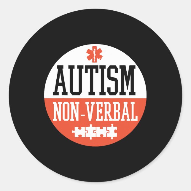 Adesivo Redondo Crachá de Consciência do Autismo Não-verbal Autism (Frente)