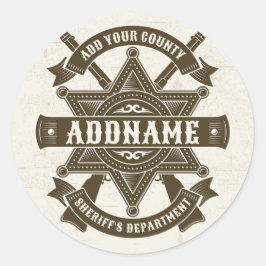 Adesivo Redondo Crachá de fuzis-adjuntos do Xerife Oeste Personali