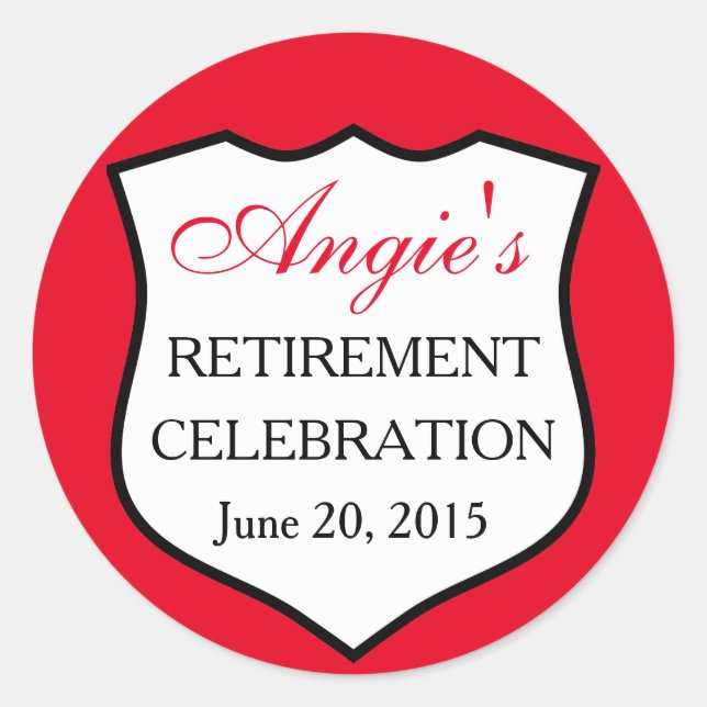 Adesivo Redondo Crachá de Polícia Personalizado Vermelho Negro (Frente)