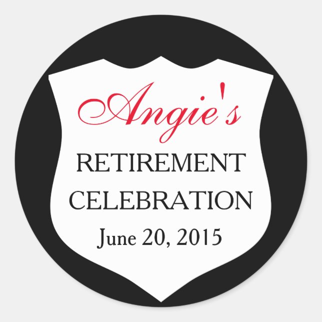 Adesivo Redondo Crachá de Polícia Personalizado Vermelho Negro (Frente)