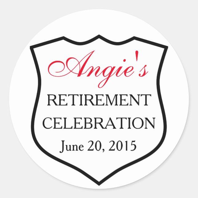 Adesivo Redondo Crachá de Polícia Personalizado Vermelho Negro (Frente)